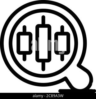Trader magnifier icon, outline style Stock Vector
