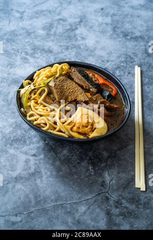 ramen with chicken and pork, SHOYU RAMEN chicken and pork with noodles ...