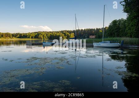 Pluszne lake, Mierki,  Gmina Olsztynek, within Olsztyn County, Warmian-Masurian Voivodeship, in northern Poland Stock Photo