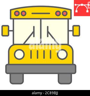 School bus color line icon, school and education, bus sign vector graphics, editable stroke colorful linear icon, eps 10. Stock Vector