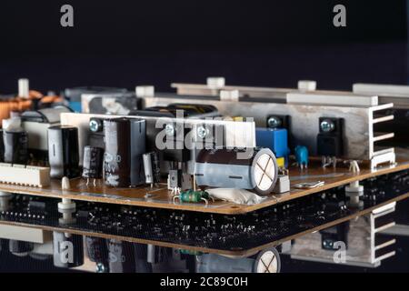 PCB power supply with mosfet transistor Stock Photo