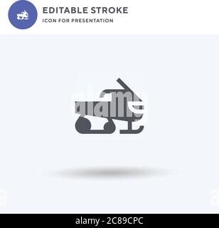 Snowmobile icon vector, filled flat sign, solid pictogram isolated on white, logo illustration. Snowmobile icon for presentation. Stock Vector