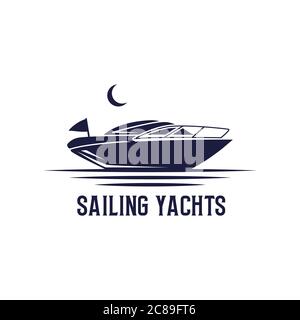 Sailing Yachts logo design, sailboat logo vector, Creative transports sign and Symbol Stock Vector