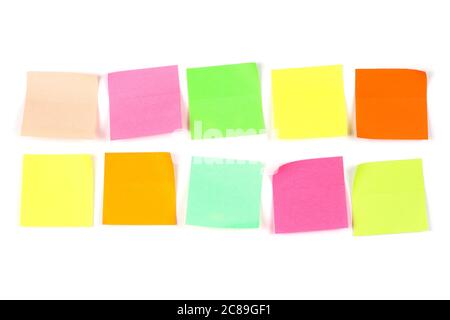 collection of colorful adhesive notes on white Stock Photo