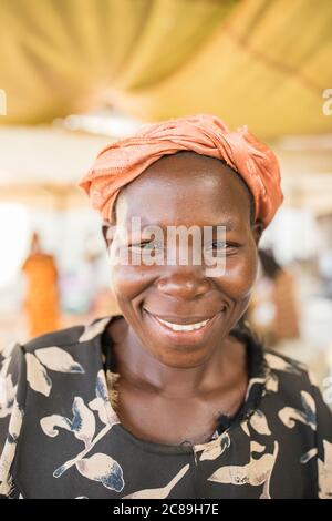 Women worker at a coffee farmers' cooperative warehouse in Mbale, Uganda, East Africa. Stock Photo