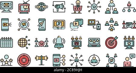 Remarketing icons vector flat Stock Vector
