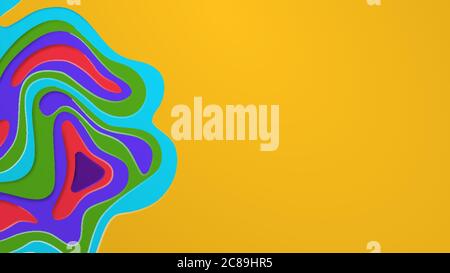 Multi layers vector background with abstract topography or flowing liquid design, colored on yellow Stock Vector