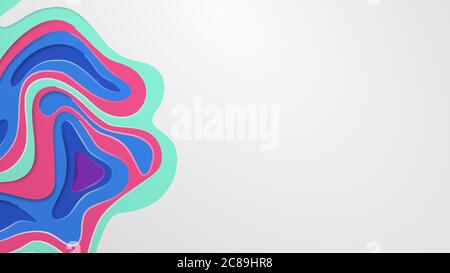 Multi layers vector background with abstract topography or flowing liquid design, colored on white Stock Vector