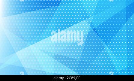 Abstract background of lines, polygons and halftone dots in light blue colors Stock Vector