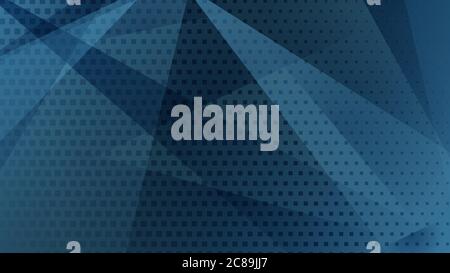Abstract background of lines, polygons and halftone dots in blue colors Stock Vector