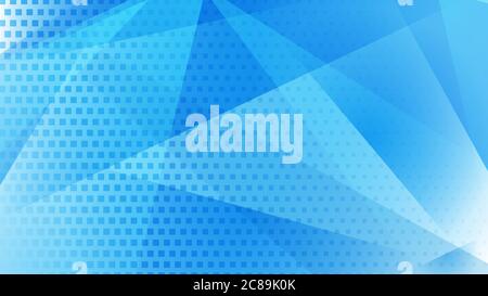 Abstract background of lines, polygons and halftone dots in light blue colors Stock Vector
