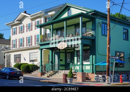 CLINTON, NJ -14 JUL 2020- View of buildings in downtown historic Clinton, Hunterdon County, New Jersey, United States. Stock Photo