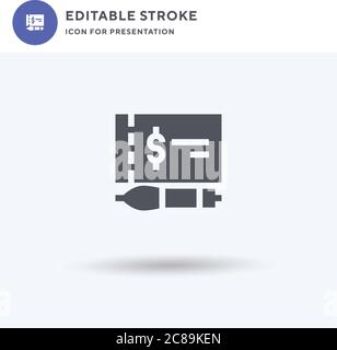 Cheque icon vector, filled flat sign, solid pictogram isolated on white, logo illustration. Cheque icon for presentation. Stock Vector