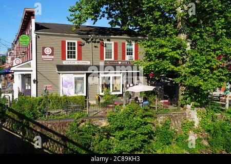 CLINTON, NJ -14 JUL 2020- View of buildings in downtown historic Clinton, Hunterdon County, New Jersey, United States. Stock Photo