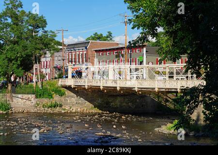 CLINTON, NJ -14 JUL 2020- View of buildings in downtown historic Clinton, Hunterdon County, New Jersey, United States. Stock Photo