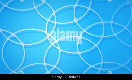 Abstract background of intersecting circles with shadows in light blue colors Stock Vector