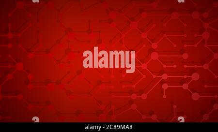Abstract background of connecting lines and dots with shadows in red colors Stock Vector