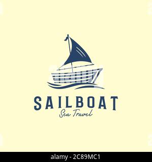 Wood sailboat logo designs template, Yacht sea travel logo icon and symbol Stock Vector