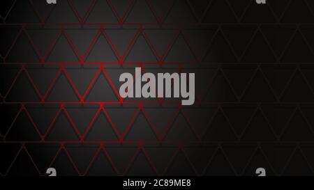 Abstract illustration of dark red intersecting triangles with shadows on black background Stock Vector