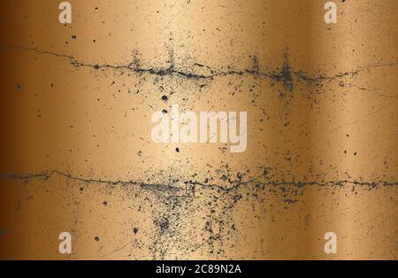 Distressed overlay texture of golden cracked concrete Stock Vector