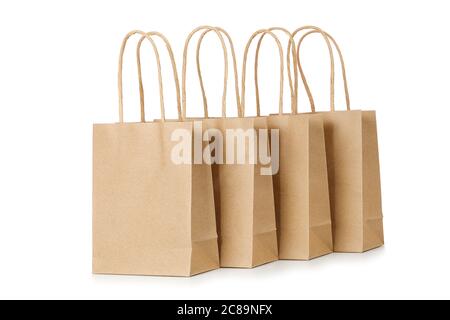 blank paper shopping bags isolated on white Stock Photo