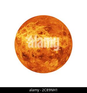 Solar System Concept. View of Full Big Planet Venus from Space on a white background. Elements of this image furnished by NASA. 3d Rendering Stock Photo
