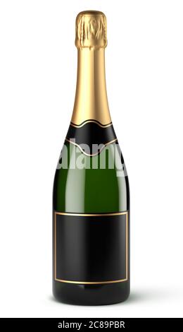 Vector champagne bottle on white background Stock Vector