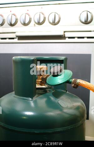 Domestic accident gas cylinder at home Stock Photo