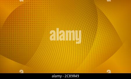 Abstract background of curved surfaces and halftone dots in yellow colors Stock Vector