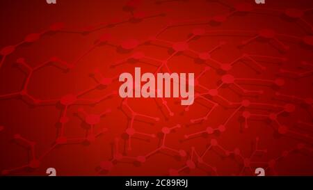 Abstract background of connecting lines and dots with shadows in red colors Stock Vector