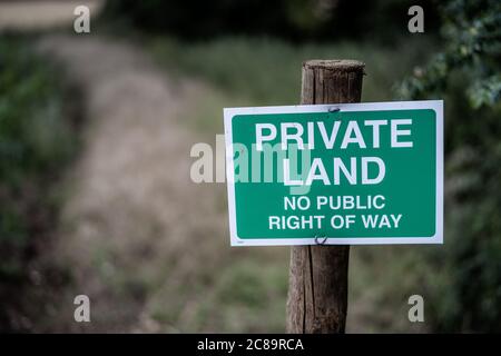 Private Land No Public Right of Way Sign