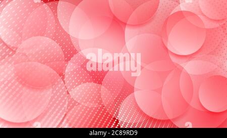 Abstract background of translucent circles and halftone dots in red colors Stock Vector