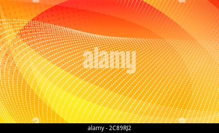 Abstract background of curved surfaces and halftone dots in yellow and orange colors Stock Vector