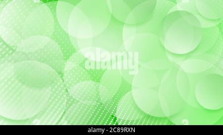 Abstract background of translucent circles and halftone dots in green colors Stock Vector