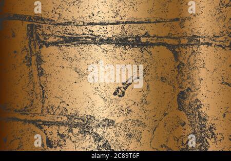 Distressed overlay texture of golden cracked concrete Stock Vector