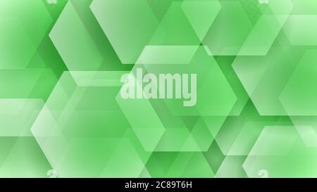 Abstract background of hexagons and halftone dots in light green colors Stock Vector