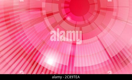 Abstract background of concentric circular elements and halftone dots in red colors Stock Vector