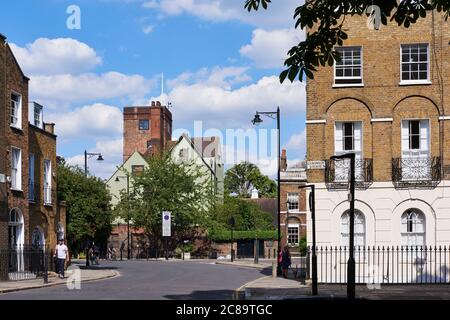 The historic 16th century Canonbury Tower, from Canonbury Square, in the London Borough of Islington, North London UK Stock Photo