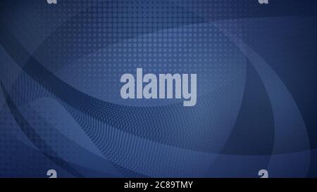 Abstract background of curved surfaces and halftone dots in blue colors Stock Vector