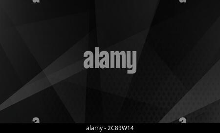Abstract background of lines, polygons and halftone dots in black and gray colors Stock Vector