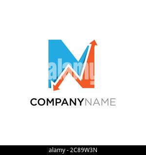 Initial Letter N business finance economic marketing chart and arrow logo vector illustration Stock Vector