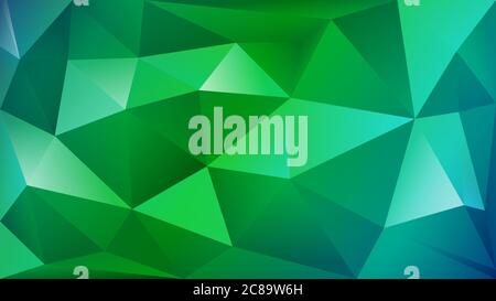 Abstract polygonal background of many triangles in green and light blue colors Stock Vector