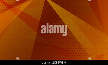 Abstract background of lines, polygons and halftone dots in yellow and orange colors Stock Vector