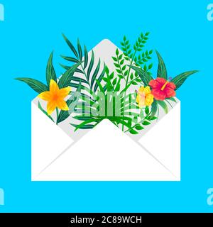 Flowers in an envelope for invitation vector design Stock Vector