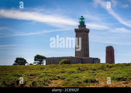 View of the lighthouses of Cape Frehel on the Armor Coast, in French Brittany. Stock Photo