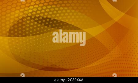 Abstract background of curved lines, curves and halftone dots in yellow and orange colors Stock Vector