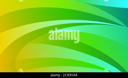 Abstract background of curved lines in green and yellow colors Stock Vector