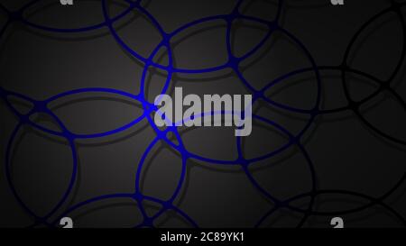 Abstract background of intersecting circles with shadows in dark colors Stock Vector
