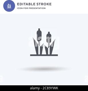 Cattail icon vector, filled flat sign, solid pictogram isolated on white, logo illustration. Cattail icon for presentation. Stock Vector