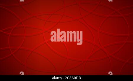 Abstract background of intersecting circles with shadows in red colors Stock Vector